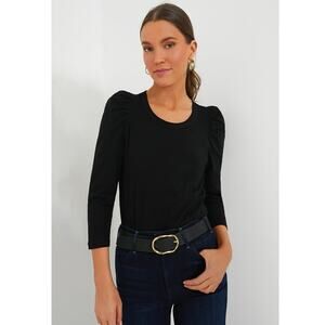 Tuckernuck Vesty Puff Sleeve Top Black Cotton Size L